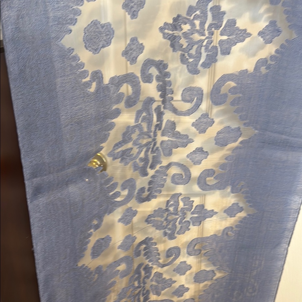 Chic Sheer Blue Patterned Scarf - image 2